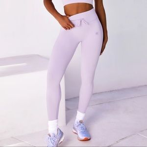 bo+tee tie waist leggings lilac full length